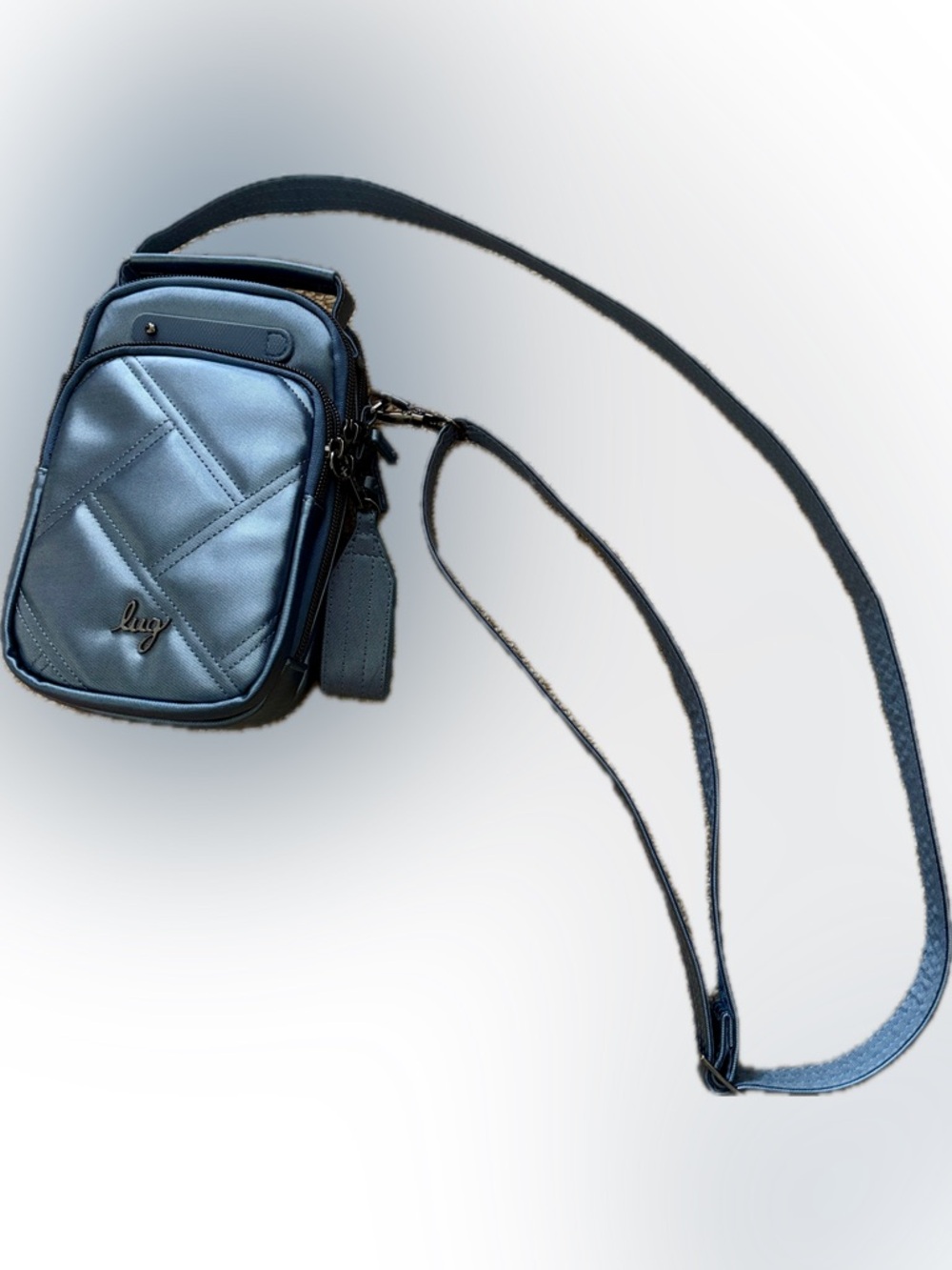 Lugz Skeeter Mini Bridge Satin Luxe VL Convertible Crossbody- Metallic Blue Moon - Picture 4 of 4